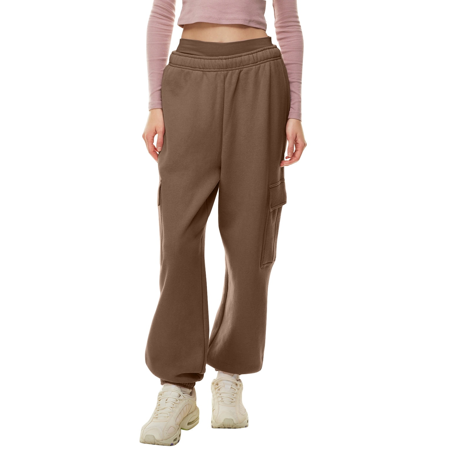 Qcmgmg Cargo Sweatpants for Women with Pockets Baggy High Waist