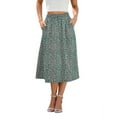 thumbnail image 1 of Qcmgmg Flowy Skirt Midi Length Elastic High Waist A-Line Skirt with Pockets Bohemia for Women 2025 Trendy Mint Green XXL, 1 of 7