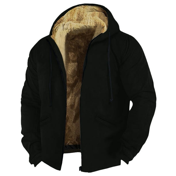 Mens Heavyweight Fleece Lined Sherpa Hoodie Sweater Full Zip-Up Warm
