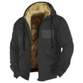 thumbnail image 1 of Qcmgmg Jackets For Men Hoodie Big And Tall Winter Sherpa Lined Jacket Mens Heavyweight Fleece Warm Trucker Hoodies Coat Dark Gray 7XL, 1 of 3