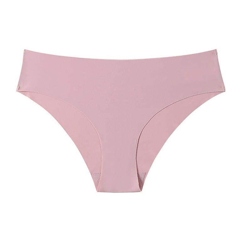 Qcmgmg Ladies Panties Seamless Low Rise Cheeky Bikini Underwear for Women  Plus Size Pink XL