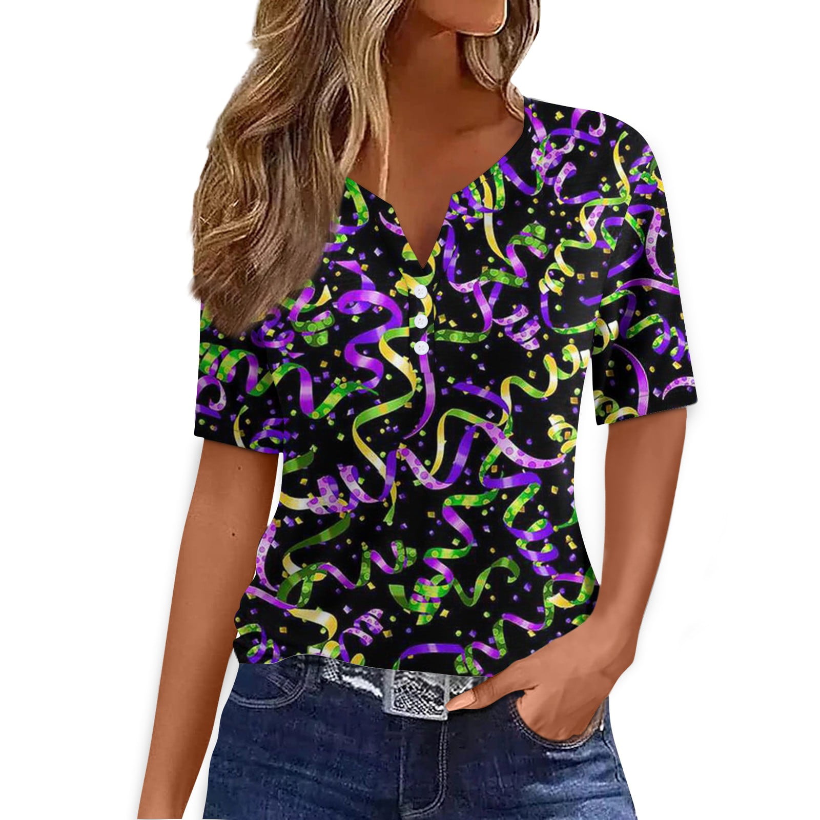 v neck mardi gras shirt