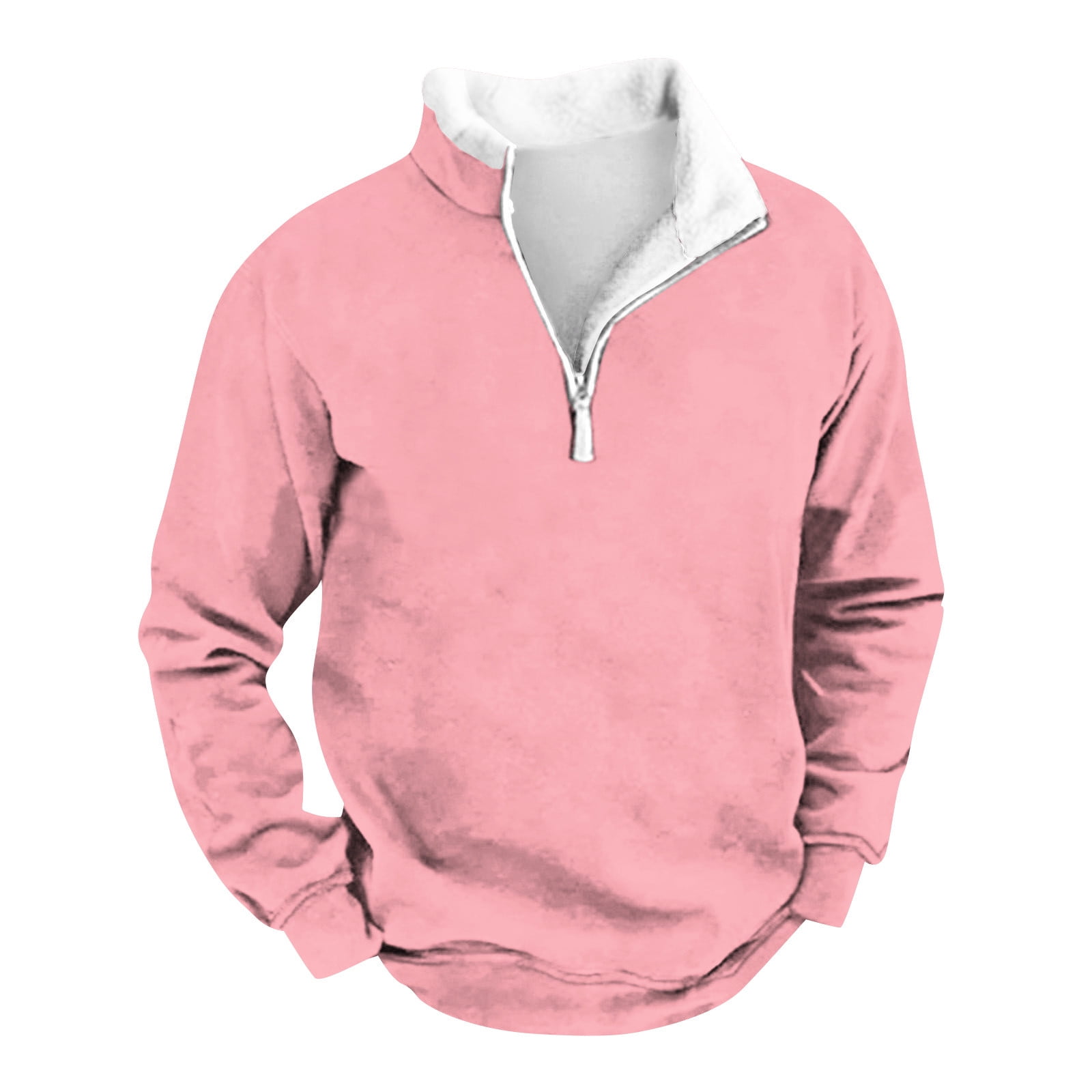 Qcmgmg Men Sweaters Fleece Quarter Zip Sweatshirts for Men