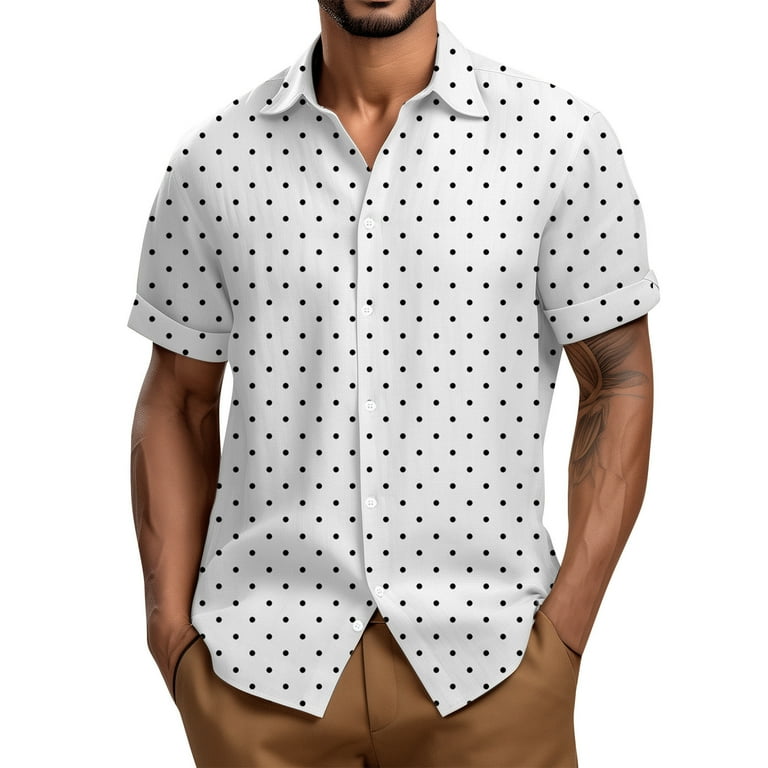 Casual Polka Dot Buttons Turndown Collar Blouses Casual Polka Dot Buttons Turndown Collar Blouses
