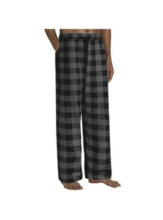 Mens Black & Gray Buffalo Plaid Flannel Jogger Sleep Pants Pajama Bottoms  Large 