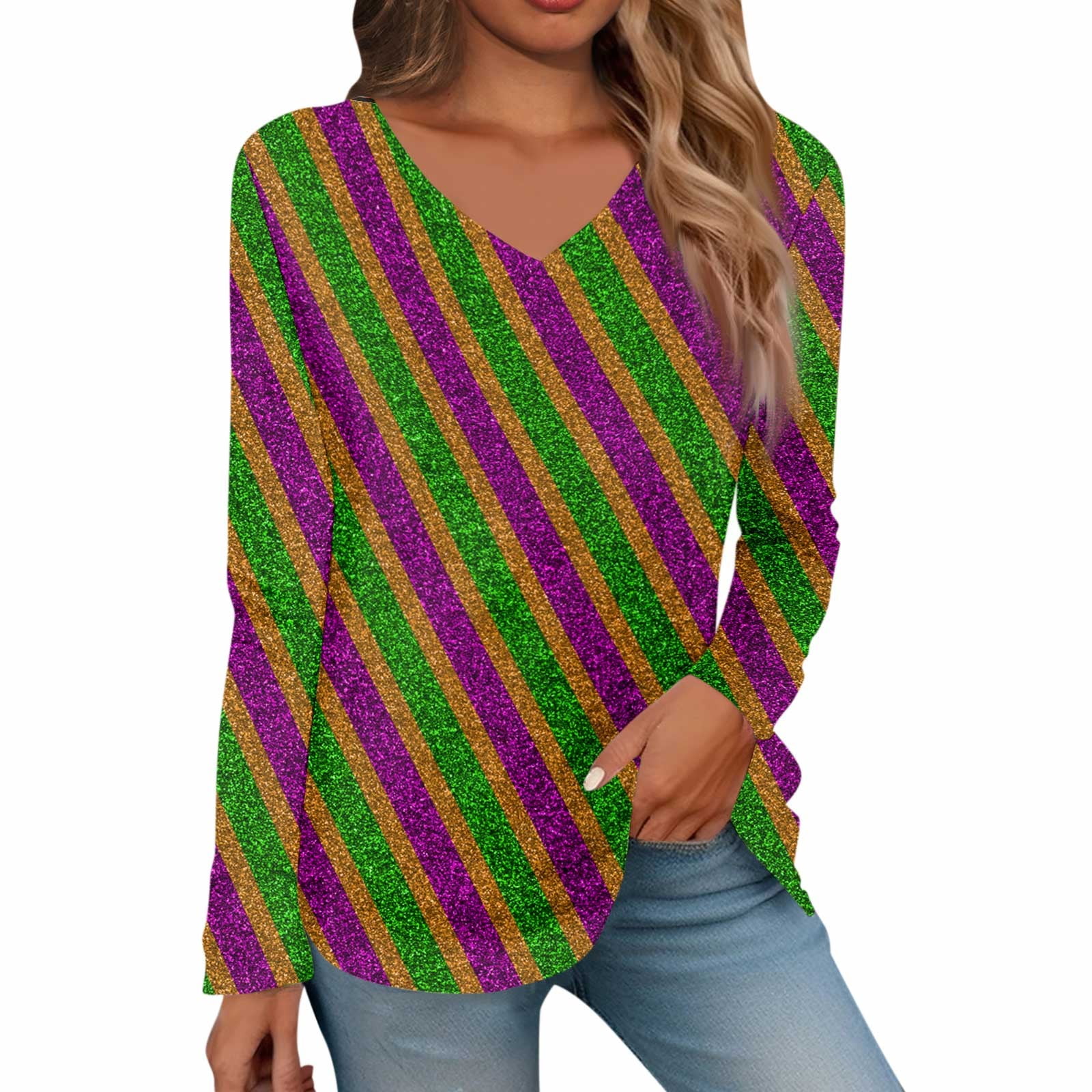 striped long sleeve mardi gras shirt