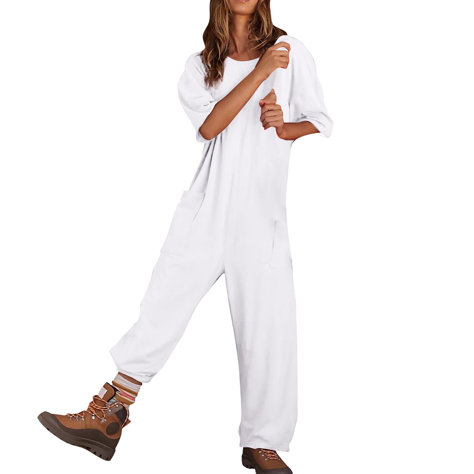 Qcmgmg Overalls for Women Onesie Wide Leg Stretchy Women's Jumpsuit One