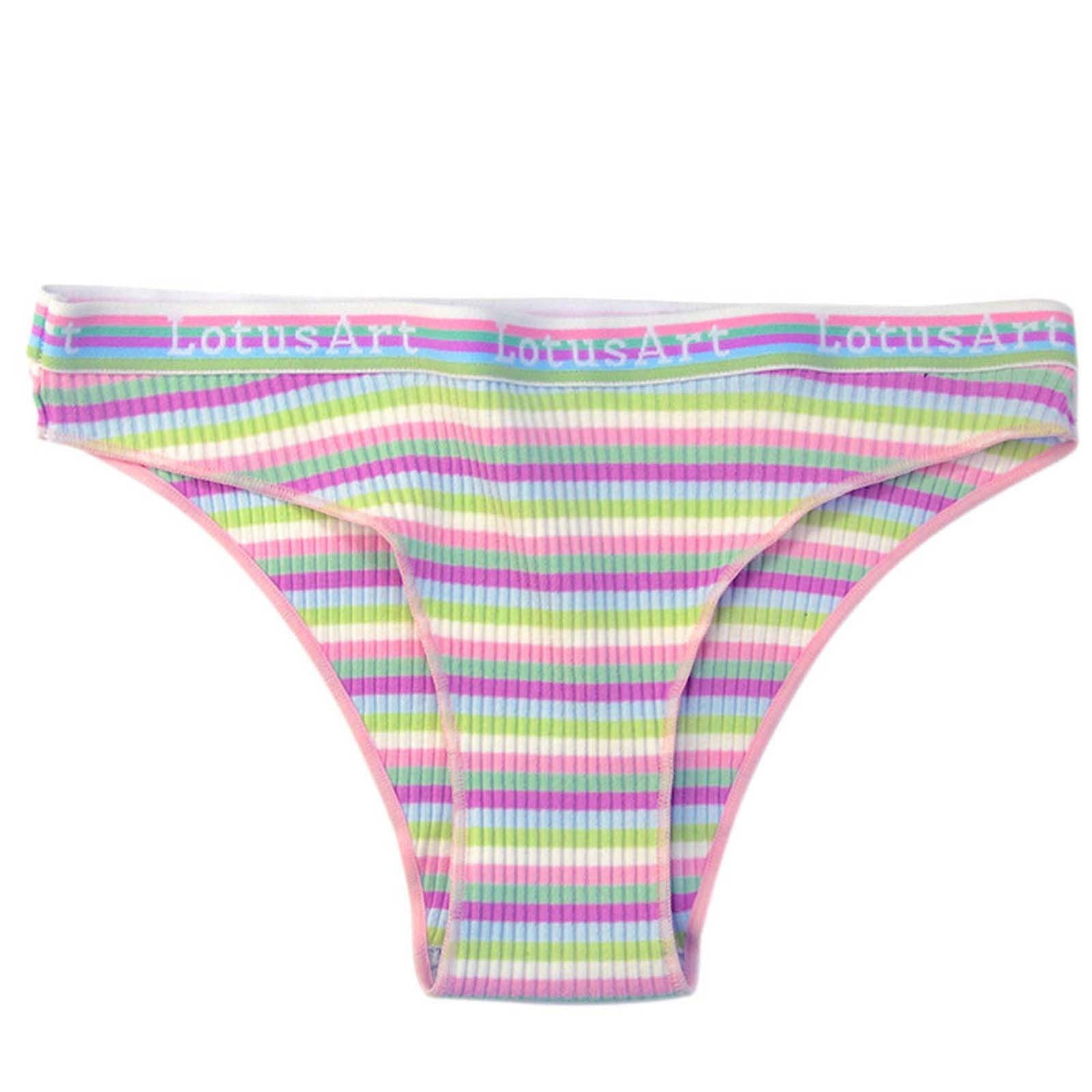 Qcmgmg Panties for Women Plus Size Cheeky Seamless Low Waisted Ladies  Underwear Bikini Pink L
