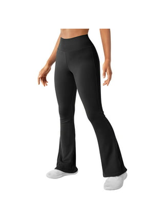 JWZUY Women's Back Cross Waist Yoga Leggings with Pockets Bootcut Flare  Pants Tummy Control Workout Leggings High Waisted Running Yoga Pants Black M