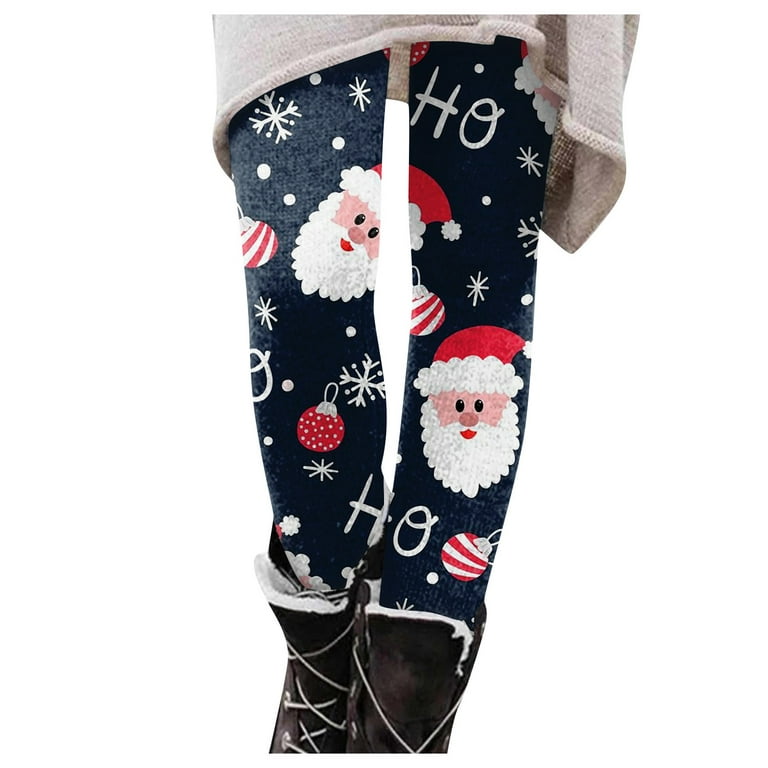 Qcmgmg Petite Leggings for Women Petite Length Christmas Santa Claus Fall  Winter Women's Tights Tummy Control Plus Size High Waist Ladies Pants Yoga