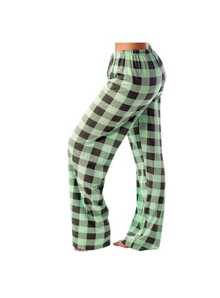 Knosfe Women's Pajama Pants High Waist Y2k Long Pj Pants for Teen Girls  Wide Leg Joggers Fuzzy Lounge Pants for Women Flannel Drawstring Plaid  Womens Bottoms Red M 