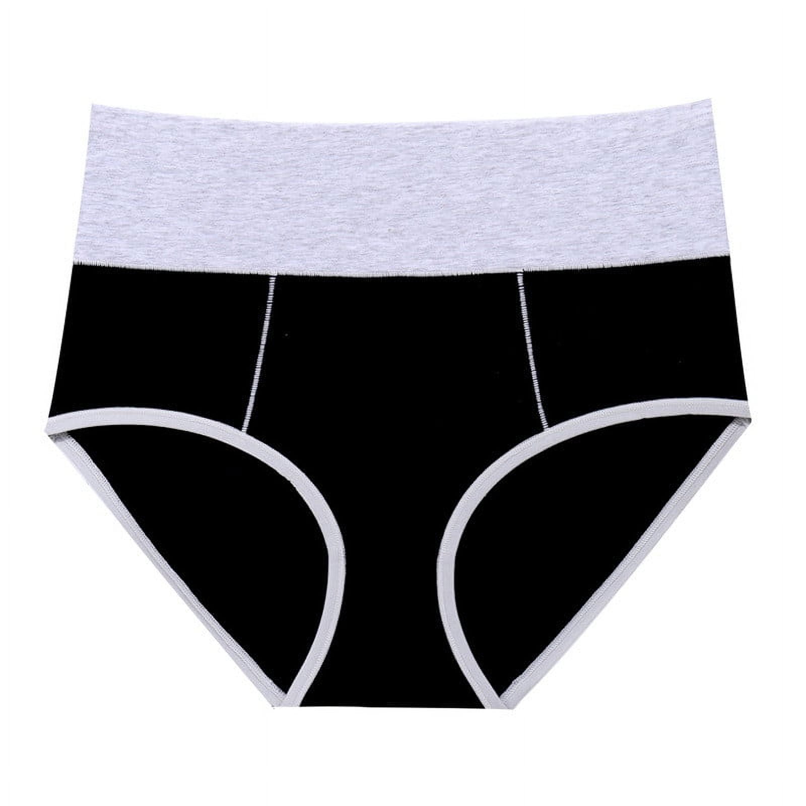 Qcmgmg Plus Size Underwear for Women Full Coverage Briefs Cotton High  Waisted Tummy Control Underwear for Women Black XL