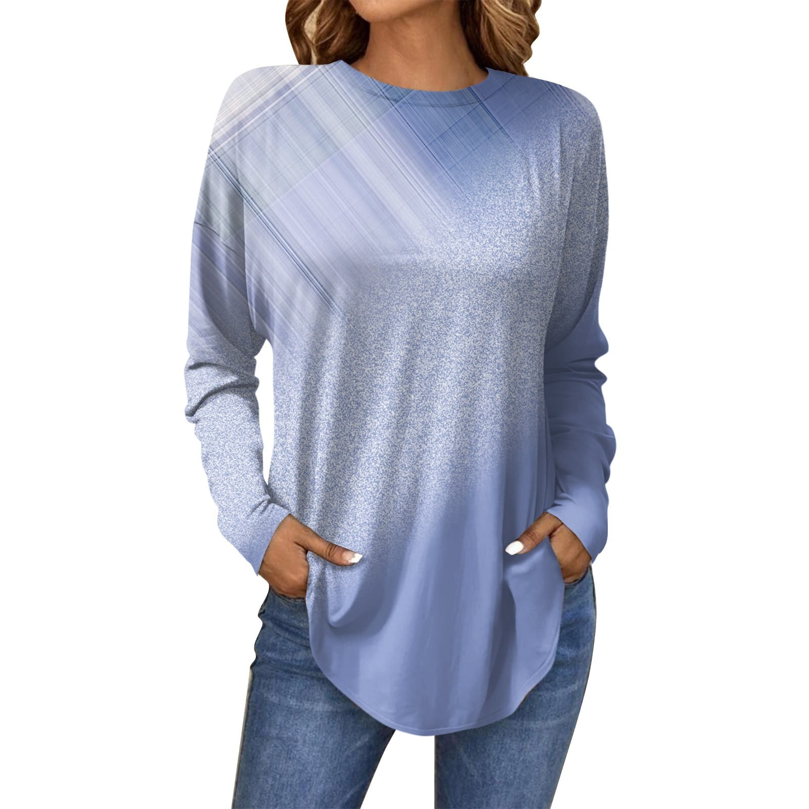 Qcmgmg Plus Size Women's TShirts on Clearance Long Sleeve Vintage Fall Running Tops Casual Work