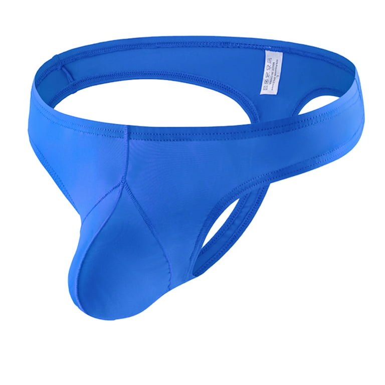 Sksloeg Men Sexy Jockstrap G-String Underwear Pouch Soft Lingerie Briefs  Letter Breathable Thong Royal Blue M,(3Pcs) 