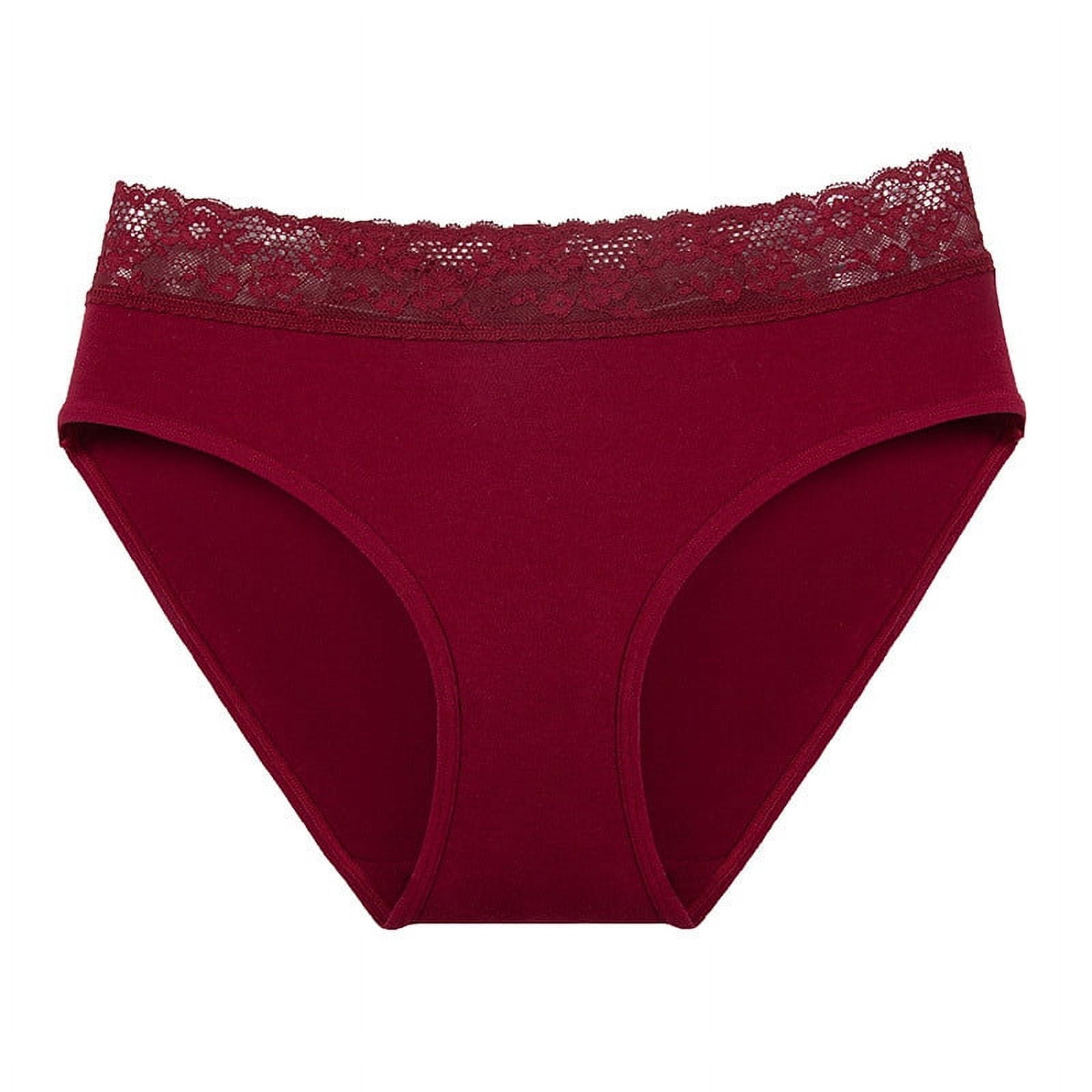 Qcmgmg Plus Size Womens Underwear Low Waisted Seamless Lace Briefs Cute  Underwear for Women Wine Red M 