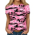 thumbnail image 1 of Qcmgmg Summer Tops for Women 2024 Crew Neck Camo Short Sleeve 2024 Shirts Casual Clearance T Shirts Tees Tunic Tops, 1 of 5