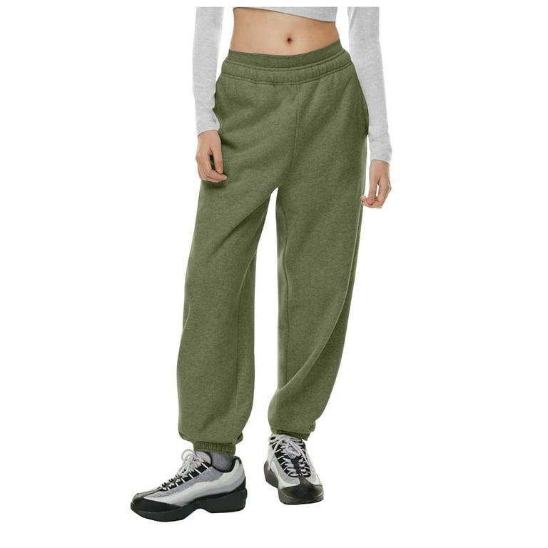 Women's Fleece Lined Sweatpants High Waist Thermal Joggers Baggy Pants Fall  Winter Trousers with Pockets 