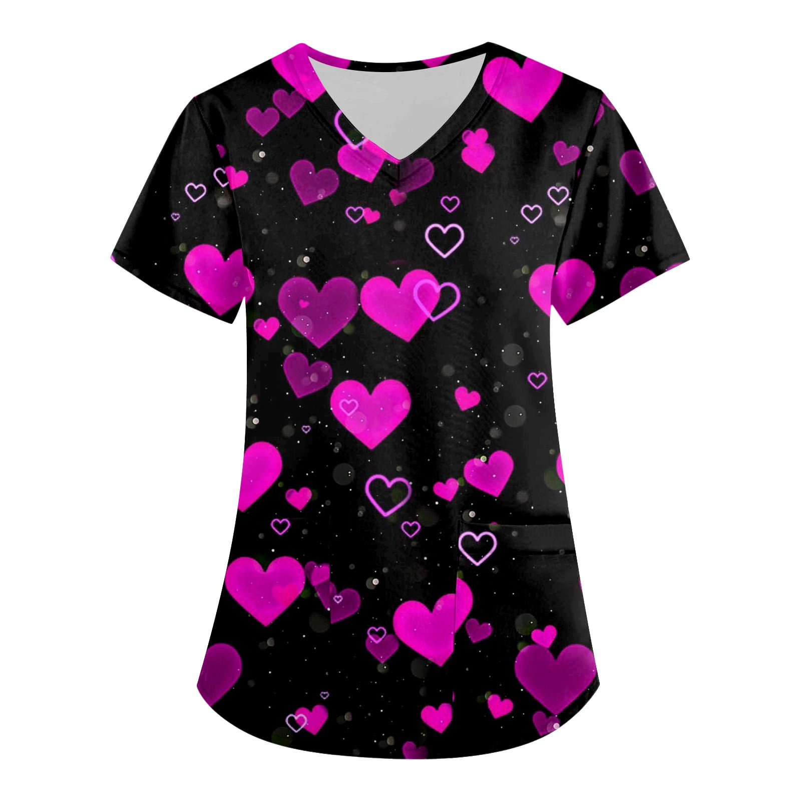Qcmgmg Valentine Scrub Tops for Women V Neck Casual Nursing Women's