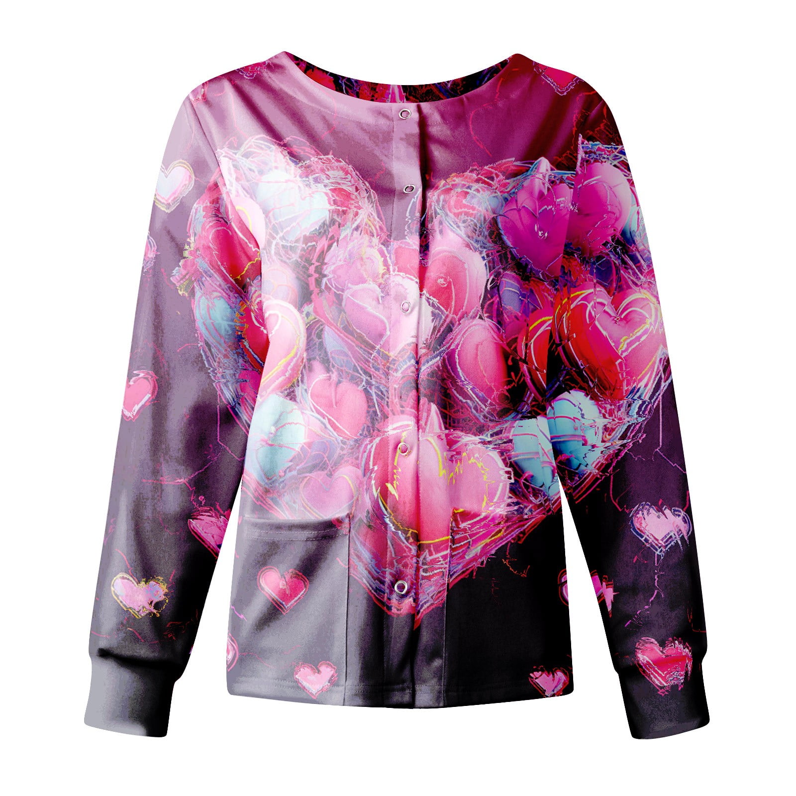 Qcmgmg Valentine Scrub Tops for Women Valentines Day Love Long Sleeve
