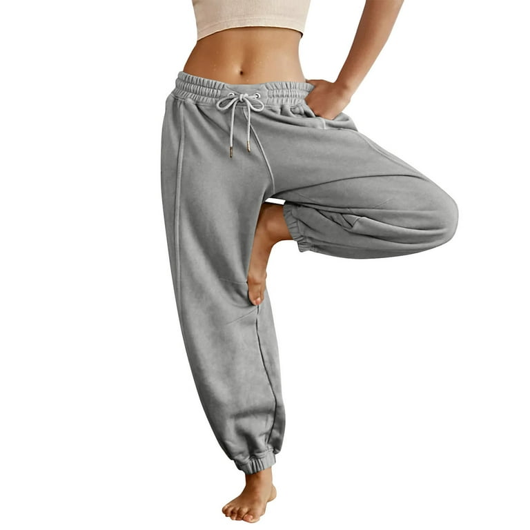Qcmgmg Woman Sweatpants Fleece Lined Long Lounge Petite Women Cargo Pants  Straight Leg Athletic Joggers Womens Sweatpants High Waist Baggy Casual Women's  Trousers with Pockets 2XL 