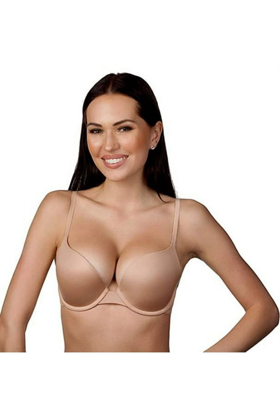Women's Nude Plunge Underwire Smooth Push-up T-Shirt Bra, 30B