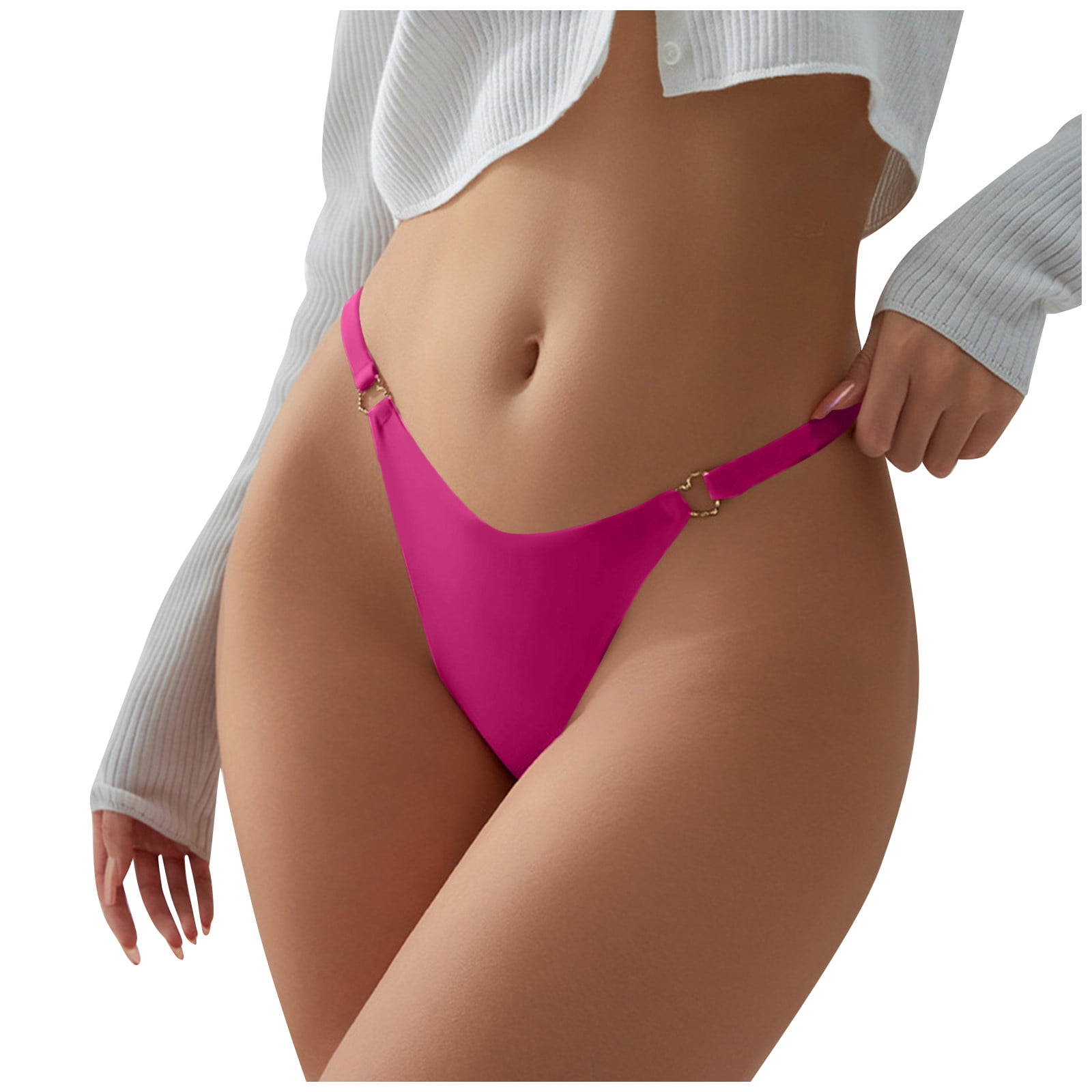 Qcmgmg Women Underwear on Clearance Soft Low Rise G String Thong Sexy No  Show String Panties for Women Plus Size Hot Pink XL