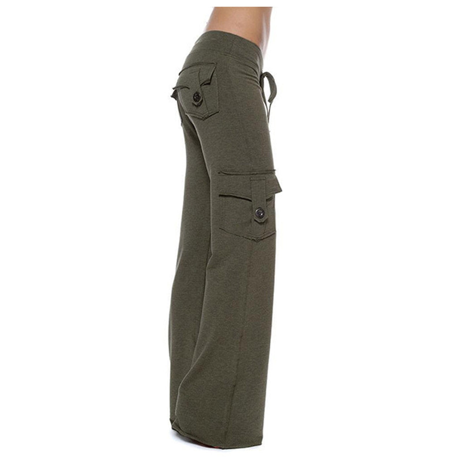 ZyeKqe Juniors Cargo Leggings for Women High Waisted Yoga Pants Stretchy  Slim Tight Bottom Legging Trousers 