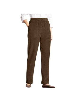 wybzd Women Casual Stretchy Pants Work Business Slacks Dress Pants Straight  Leg Trousers with Pockets Brown L 
