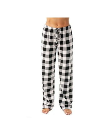 Qcmgmg Womens Lounge Pants High Waist Winter Plaid Pajama Pants for Women  Fuzzy Buffalo Flannel Pj Pants for Teen Girls Long Palazzo Wide Leg Women's
