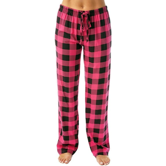 Qcmgmg Womens Pajama Bottoms Christmas Drawstring Long Pajama Pants for Plaid Buffalo Cute Pj Pants Comfy Winter Lounge Pants Wine S