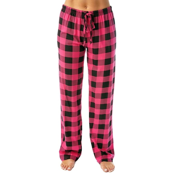 Qcmgmg Womens Pajama Bottoms Drawstring Long s Pajama Pants Winter Plaid Cute Pj Pants Comfy Y2k Christmas Lounge Pants Wine M