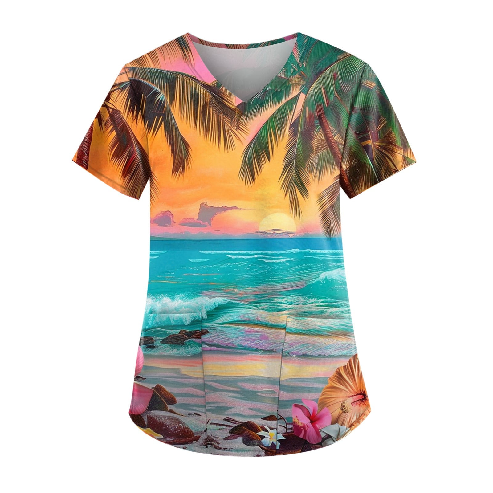 Qcmgmg Womens Scrubs Plus Size Clearance V Neck 2024 Scrubs Shirts Plus