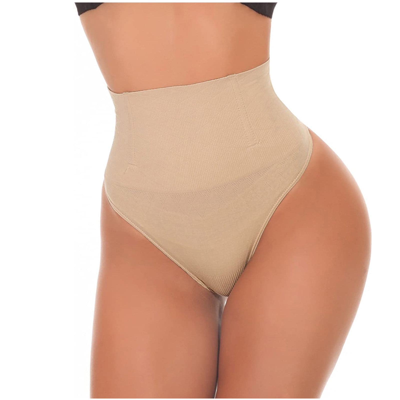 Qcmgmg Womens Seamless Thong Underwear Shapewear No Show High Waisted