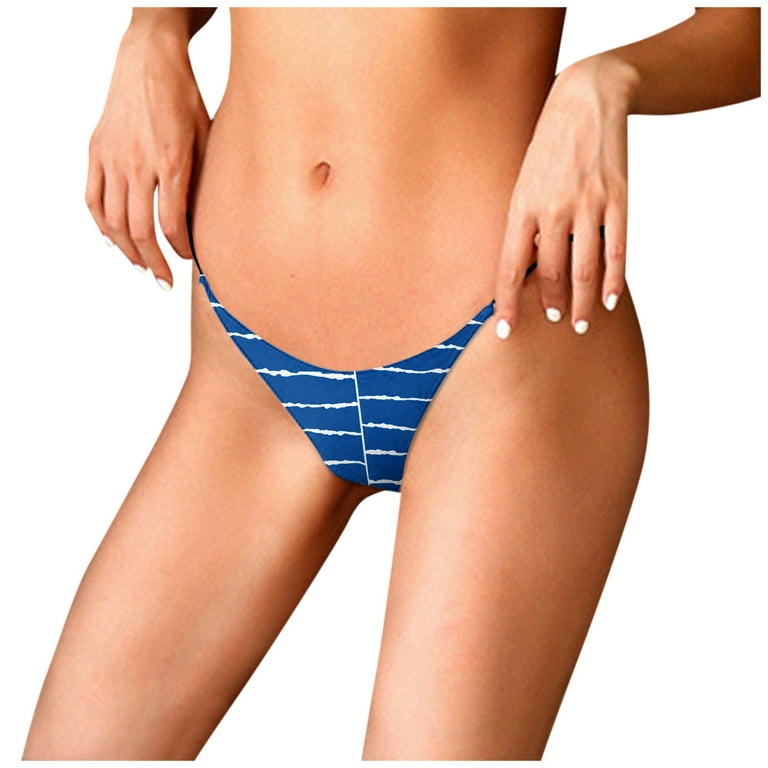 Knosfe Cute Panties for Teen Girls Sexy Seamless Thong Bikini No Show  Stretch Low Rise Women's Underwear Blue XL 