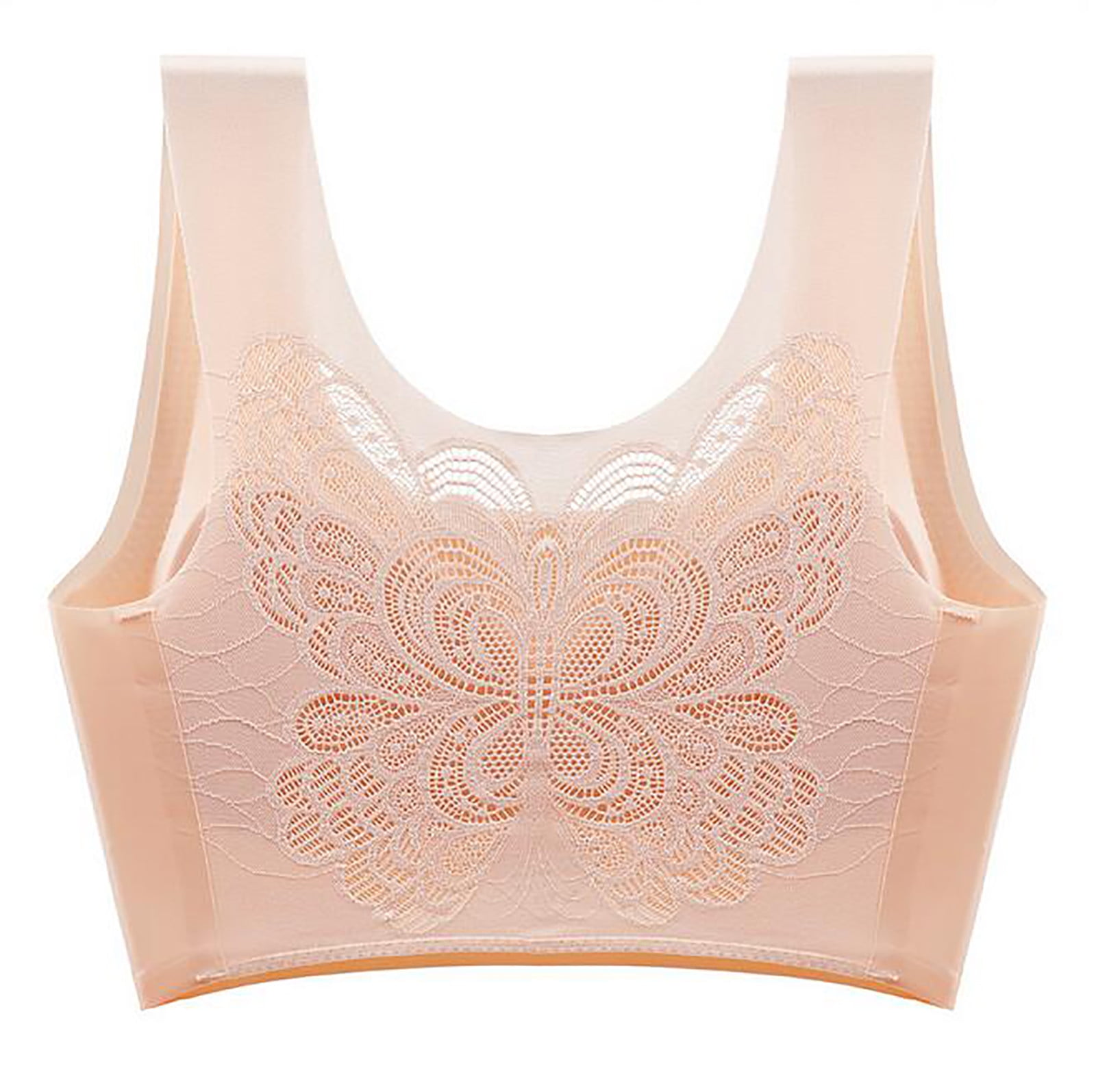 Women Wireless T-shirt Sports Comfortable Bra Lace Sexy Butterfly Back  Seamless Bras
