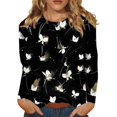 Qcmgmg Workout Tops for Women Long Sleeve Floral Print Workout Shirts