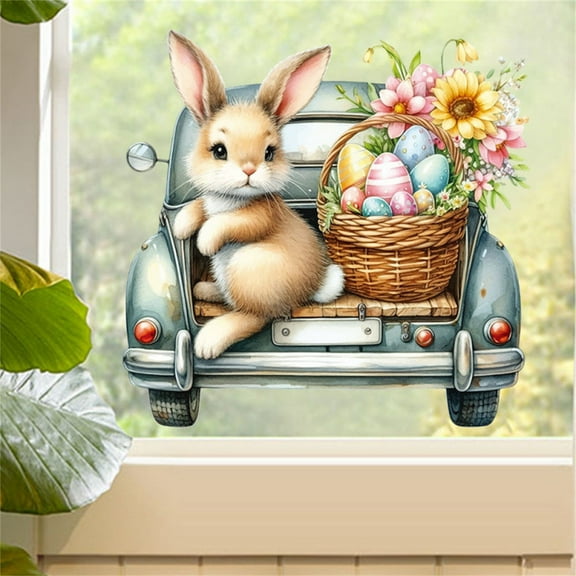 Qcoolhg Easter Decorations Indoor Clearance! New Easter Bunny Easter Eggs Stickers For Bedroom Balcony Decoration, Easter Gifts For Kids, Easter Basket Stuffers For Teens