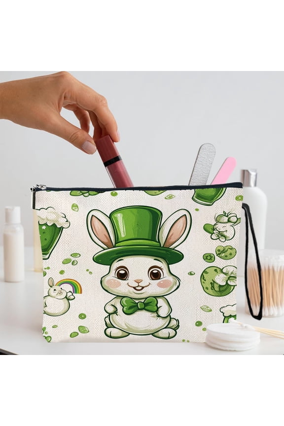 Qcoolhg Happy St. Patrick's Day Canvas Tote Bag for Women Irish Party Small Coin Purse Rainbow Stripes Change Wallet Soft Cosmetic Organizer Storage Pouches Card Bags Easter Decorations Clearance