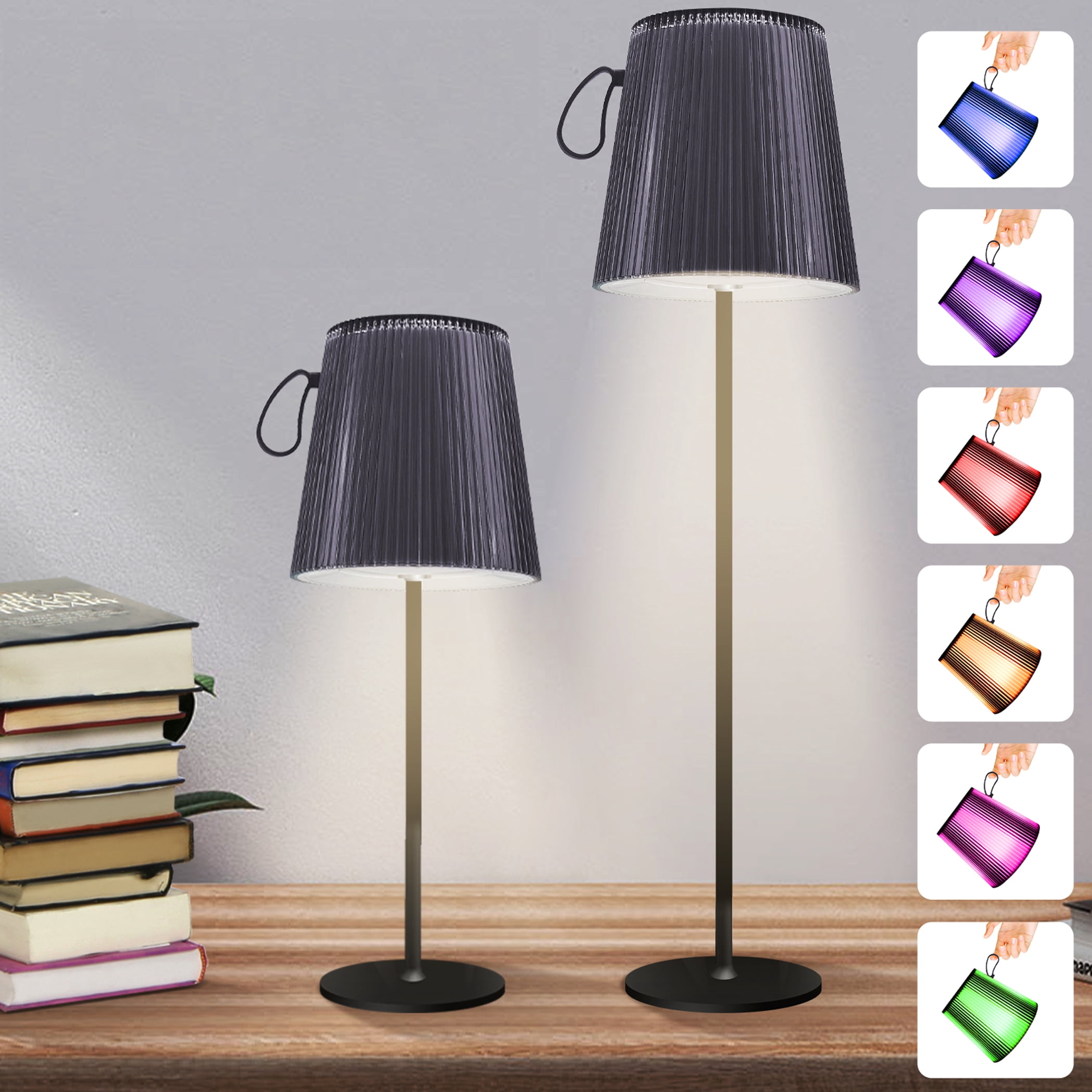 Qcwqmyl  Cordless Table Lamp 2 Pack, Rechargeable Touch Lamps for Bedside Table, Stepless Dimming RGB LED Desk Lamps for Bedroom, Portable Night Light Nightstand Camping Tent Light