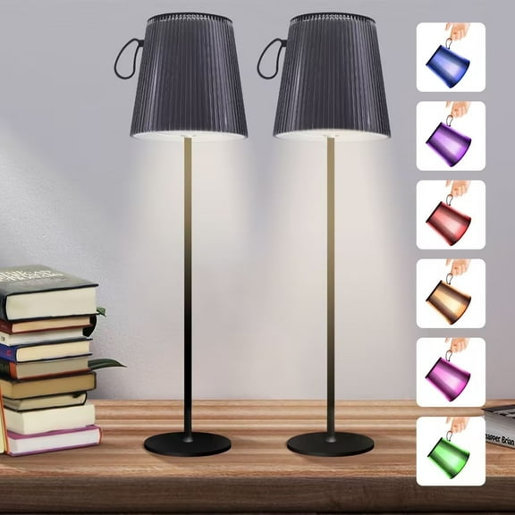 Qcwqmyl 2 Pack Touch Rechargeable Bedroom Lamp Sets RGB Dimmable Wireless Desk Lamp Modern Style