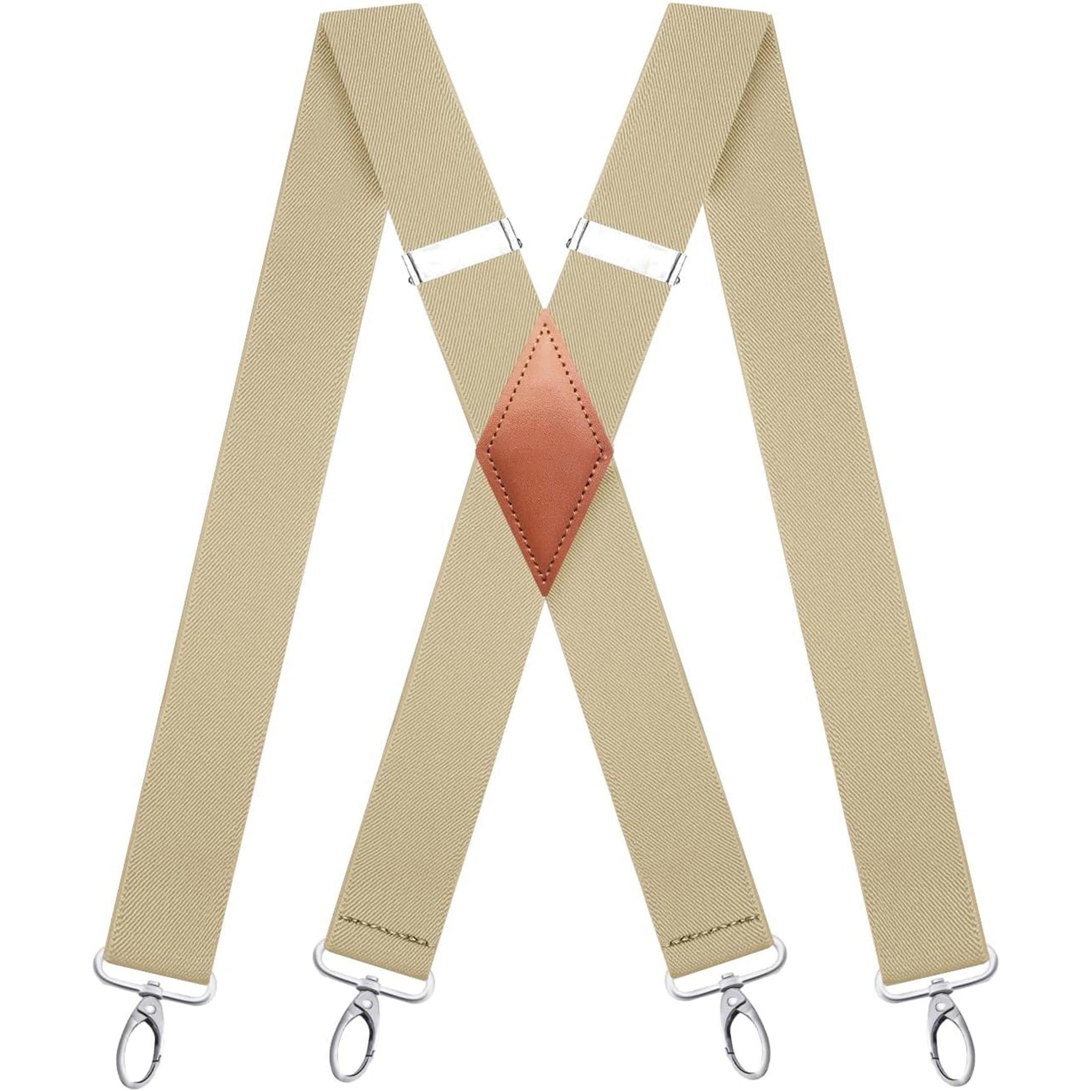 Qcwqmyl Beige Men Suspenders with 4 Swivel Hook for Holding up ...