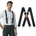 thumbnail image 1 of Qcwqmyl Men Black Suspenders with Vintage Swivel Hooks Adult Braces Holdup Heavy Duty Groomsmen Work, 1 of 6