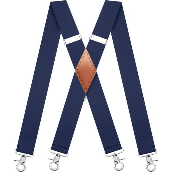Qcwqmyl Navy BlueHeavy Duty Suspenders for Men with Hooks for Holding up Work Suspenders Adult