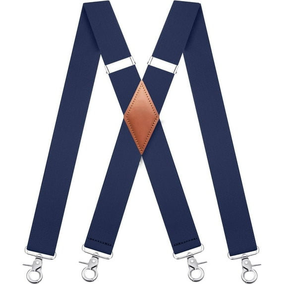 Qcwqmyl Navy BlueHeavy Duty Suspenders for Men with Hooks for Holding up Work Suspenders Adult