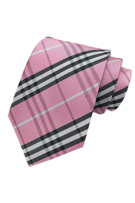 Ties for Men Pink Tie Classic Ties for Business Neckties Grid Mens Ties Formal Polyester