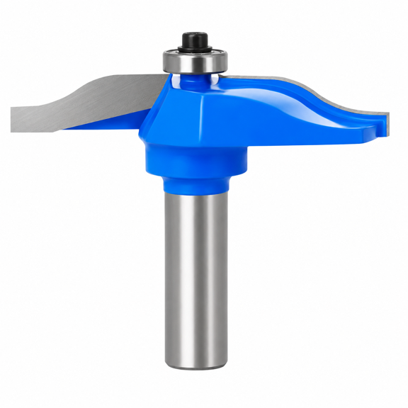 Qczoyp 1/2 Inch Shank 3" Wide 3/4" Radius Ogee Router Bit, Carbide Tipped Edge Forming Router Bit with Top Bearing Guide, Woodworking Decorative Molding Cutter for Cabinet Door Table Edge Profile