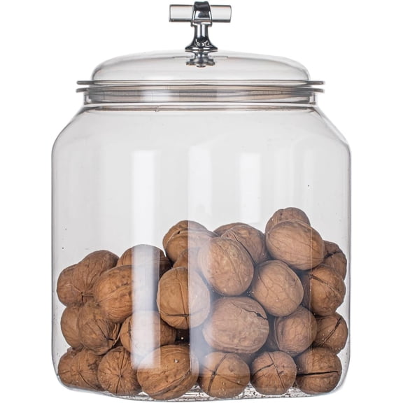 Qczoyp 152oz Plastic Food Storage Jar with Airtight Seal Lid, Square Kitchen Counter Container for Cookies, Candy, Pasta, Dry Goods for Pantry Organization，4.5L