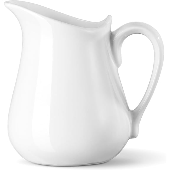Qczoyp 17oz Porcelain Milk Creamer Pitcher with Handle, High-Temp Fired Smooth Translucent Porcelain, Stain Resistant & Easy to Clean, Microwave and Freezer Safe for Coffee Cream & Sauces