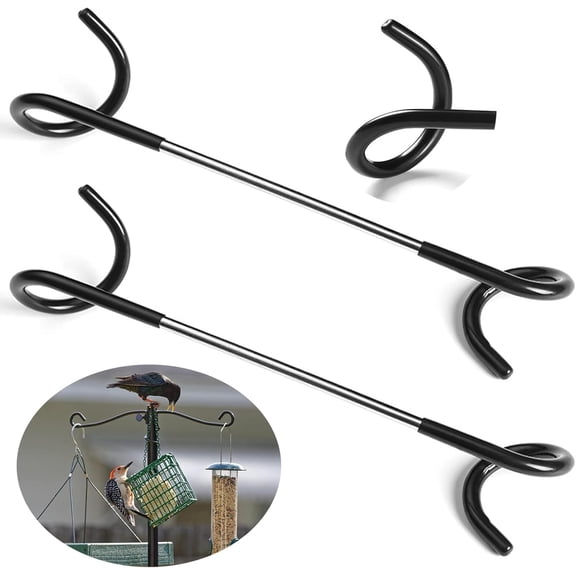 Qczoyp 2 PCS Wrap Around Bird Feeder Pole Add-On Hooks, 10.6 Inch Adjustable Feeder Arm with Anti-Slip Rubber Sleeve Hook for Outdoor Bird Feeder Garden Decor(Black)