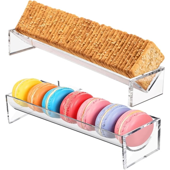 Qczoyp 2Pcs Cracker Tray for Serving, Acrylic Biscuit Stand Cracker Server Holder, Rectangular Clear Food Display Holder for Countertop, Home, Wedding Parties and Events